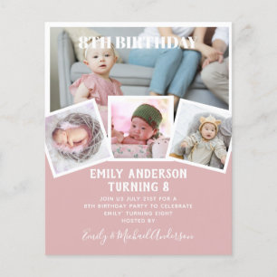 8TH Birthday Photo Collage Invite Boy Girl Mixed Flyer