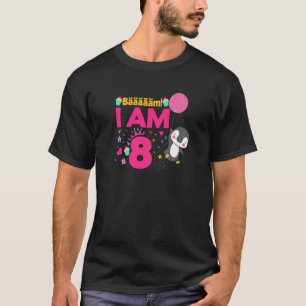 8th Birthday Pinguin 8 Years Old Girl Birthday Tee