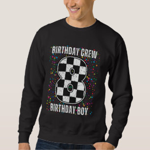 8th Birthday Race Car Shirt, Racing Flag Boy Race Sweatshirt