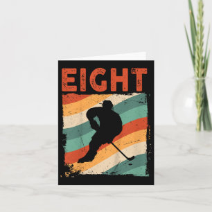 8th Birthday Retro Ice Hockey 8 Years Old Boy Girl Card