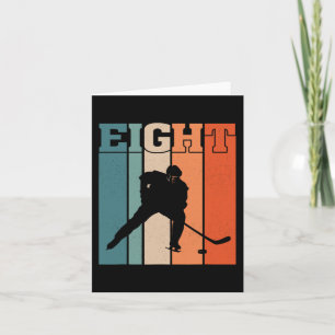 8th Birthday Retro Ice Hockey 8 Years Old Boy Girl Card