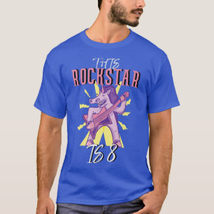 8th Birthday Rockstar Guitar Unicorn Premium  T-Shirt