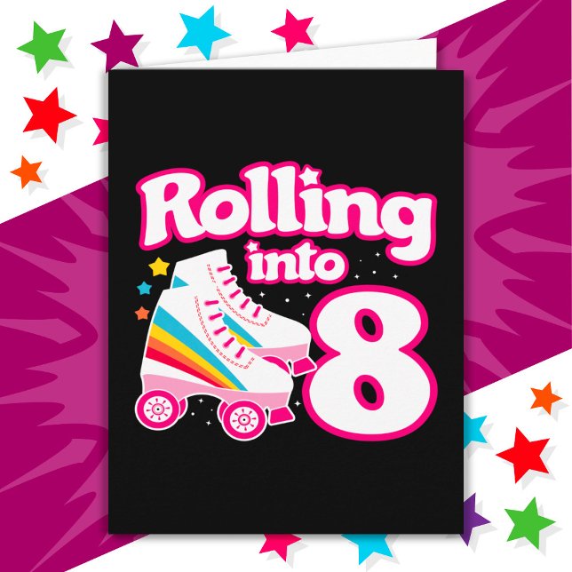 8th Birthday Roller Skating 8 Years Old Skate Card (Creator Uploaded)