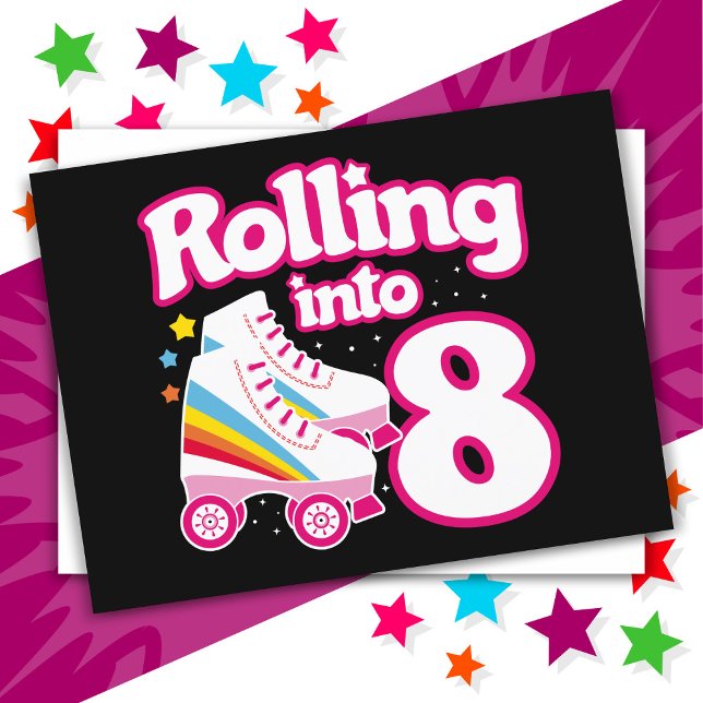 8th Birthday Roller Skating 8 Years Old Skate Postcard (Creator Uploaded)