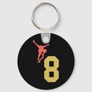 8th Birthday Skateboard Lovers Skater 8 Years Old Key Ring