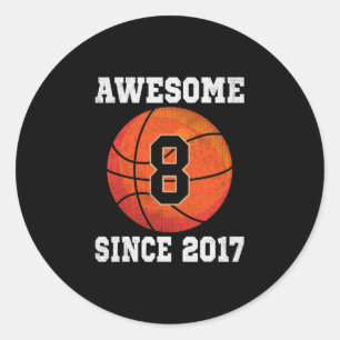 8th Birthday Sketll Lover 8 Years Old Vintage Spor Classic Round Sticker