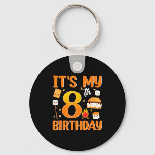 8th birthday s'more theme 8 year old party key ring