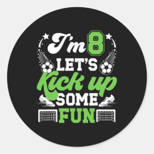 8th Birthday Soccer Boy Eight Year Old Soccer Play Classic Round Sticker