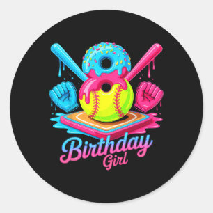 8th Birthday Softll Ice Cream Drip 8 Years Old Gir Classic Round Sticker