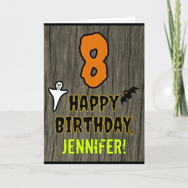 8th Birthday: Spooky Halloween Theme + Custom Name Card (Front)