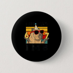 8th birthday survived 67 8 funny capybara kid 6 cm round badge