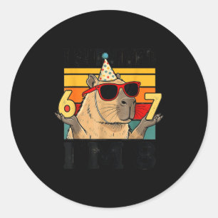 8th birthday survived 67 8 funny capybara kid classic round sticker