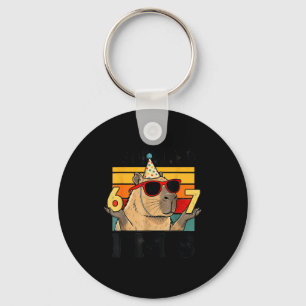 8th birthday survived 67 8 funny capybara kid key ring