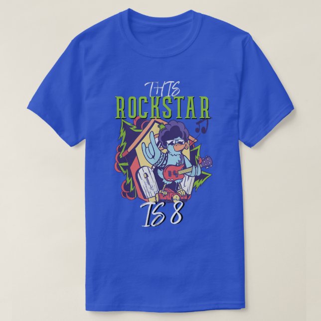 8th Birthday The Birthday Boys Rockstar Guitar  T-Shirt (Design Front)