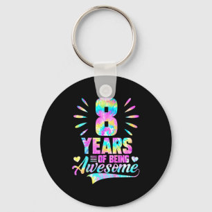 8th Birthday Tie-dye 8 Year Of Being Awesome Key Ring