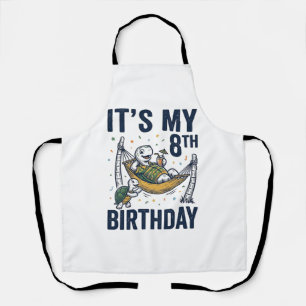8th Birthday Turtle Hammock Vintage Engraving Desi Apron