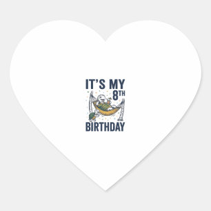 8th Birthday Turtle Hammock Vintage Engraving Desi Heart Sticker