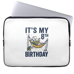 8th Birthday Turtle Hammock Vintage Engraving Desi Laptop Sleeve