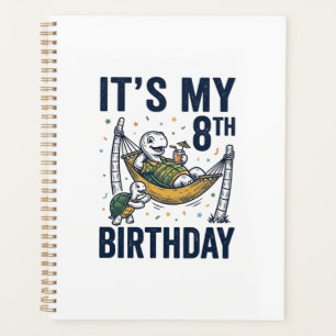 8th Birthday Turtle Hammock Vintage Engraving Desi Planner