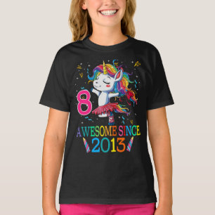 8th Birthday Unicorn Awesome Since 2013 T-Shirt
