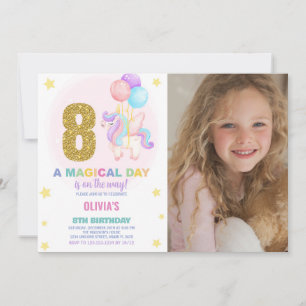 8th Birthday Unicorn Birthday Invitations photo