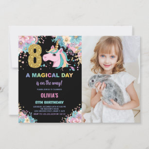 8th Birthday Unicorn Birthday Invitations photo