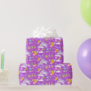 8th Birthday Unicorn Pattern White Wrapping Paper