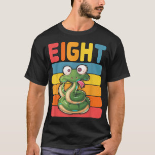 8th Birthday Vintage Snake Lover Pet Reptile 8 Yea T-Shirt