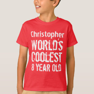 8th Birthday World's Coolest 8 Year Old RED 2 T-Shirt
