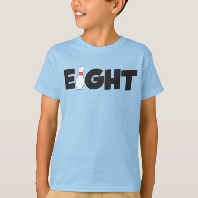 8th Bowling Birthday T-Shirt Kids Age Eight (Front)