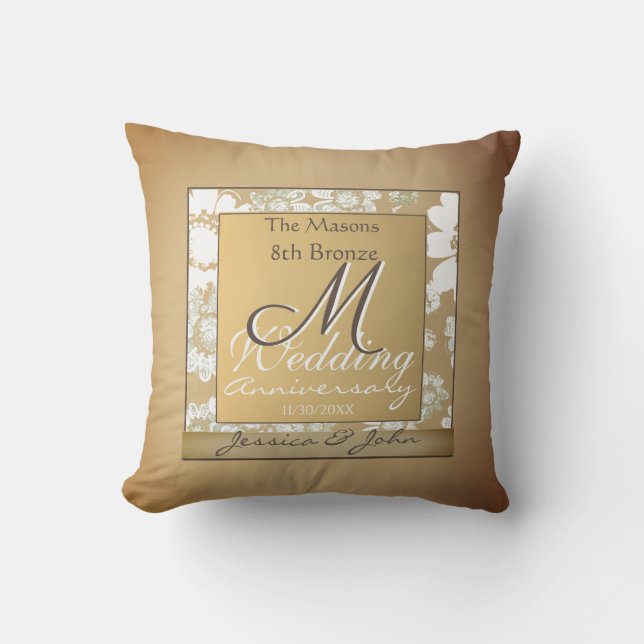 8th Bronze Blush Wedding Anniversary Cushion (Front)