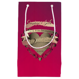 8th Bronze & Tourmaline Wedding Anniversary Small Small Gift Bag