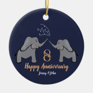 8th bronze wedding anniversary elephant couple ceramic ornament