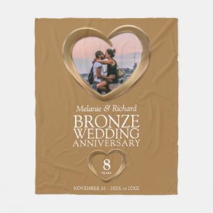 8th bronze wedding anniversary photo heart fleece blanket