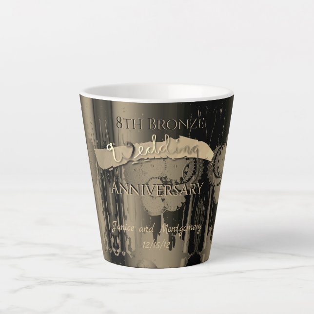 8th Bronze Wedding Anniversary Steampunk  Latte Mug (Front)