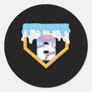 8th Bysebyll Ice Cream Dripping Bysebyll Drip Birt Classic Round Sticker