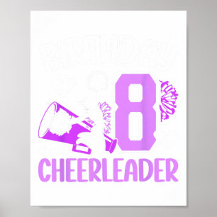 8th Cheer Birthday Party 8 Year Old Cheerleader _1 Poster