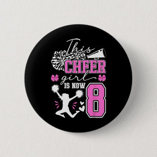8th Cheer Birthday Party 8 Year Old Cheerleader 6 Cm Round Badge