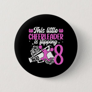8th Cheer Birthday Party Eight Year Old Cheerleade 6 Cm Round Badge