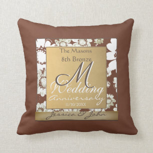 8th Dark Bronze Wedding Anniversary Cushion