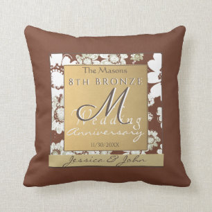 8th Dark Bronze Wedding Anniversary Cushion