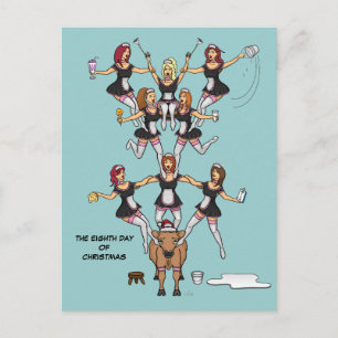8th Day of Christmas (8 Maids a-Milking) Postcard