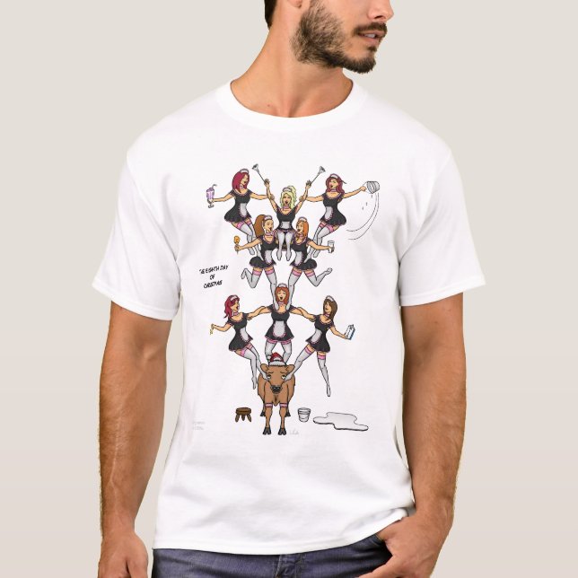 8th Day of Christmas (8 Maids a-Milking) T Shirt (Front)