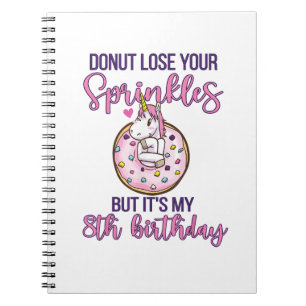 8th Donut Birthday Party Unicorn Eight Year Old Sw Notebook