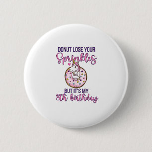 8th Doughnut Birthday Party Unicorn Eight Year Old 6 Cm Round Badge