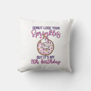 8th Doughnut Birthday Party Unicorn Eight Year Old Cushion