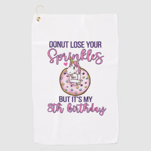 8th Doughnut Birthday Party Unicorn Eight Year Old Golf Towel