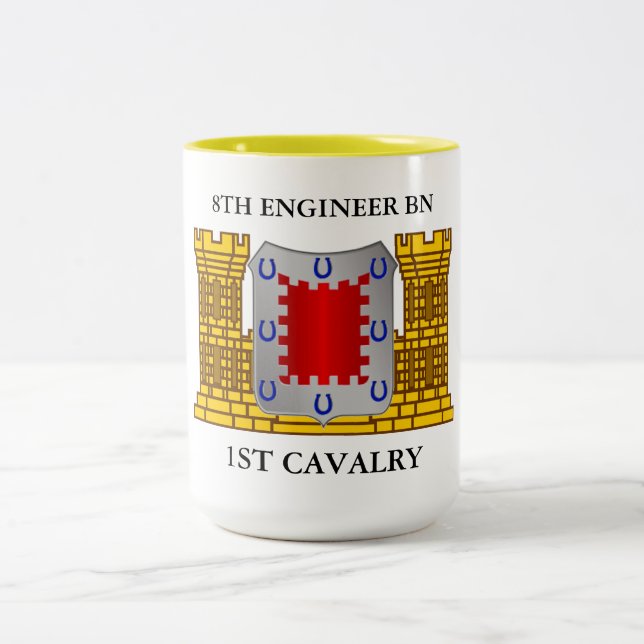 8TH ENGINEER BATTALION 1ST CAVALRY  Two-Tone COFFEE MUG (Center)