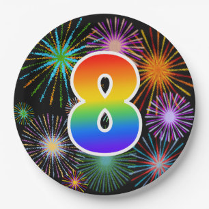 8th Event - Fun, Colourful, Bold, Rainbow 8 Paper Plate