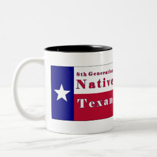 8th Generation Native Texan Flag Two-Tone Coffee Mug